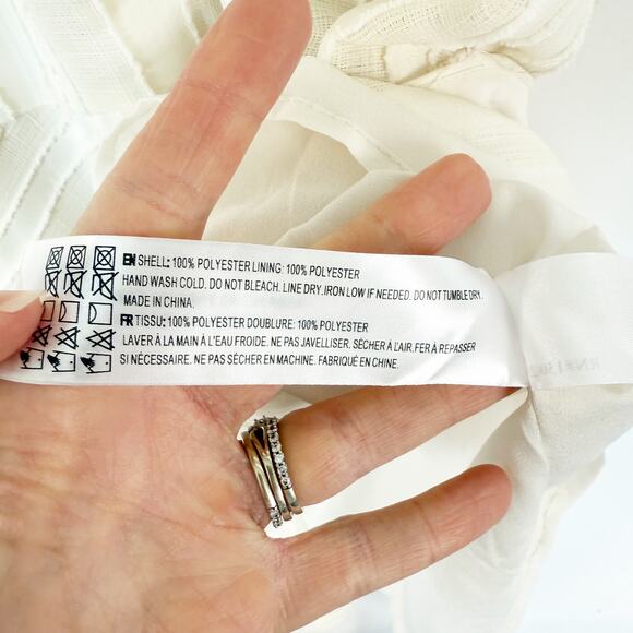 En Saison Laurent Midi Dress Cream Textured High Low Sleeveless Women's Large - Picture 11 of 16